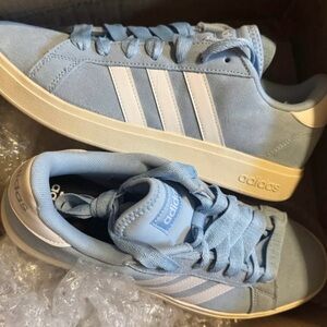 Adidas Sky Blue and White Sneakers